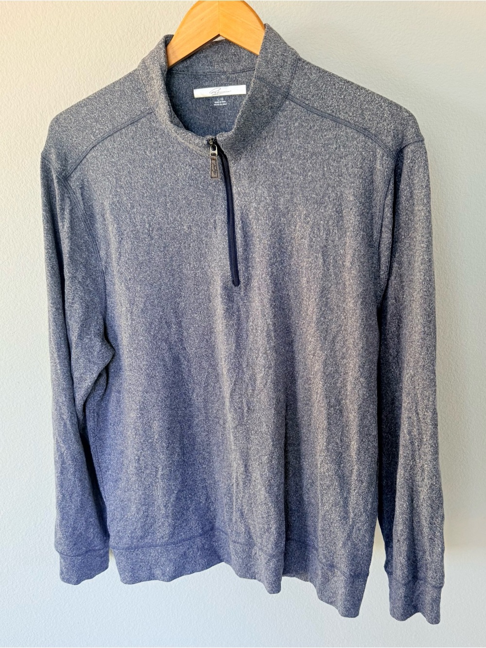 Greg Norman Heather Blue Long Sleeve Golf Polo Men’s L 1/4 Zip Mock Neck